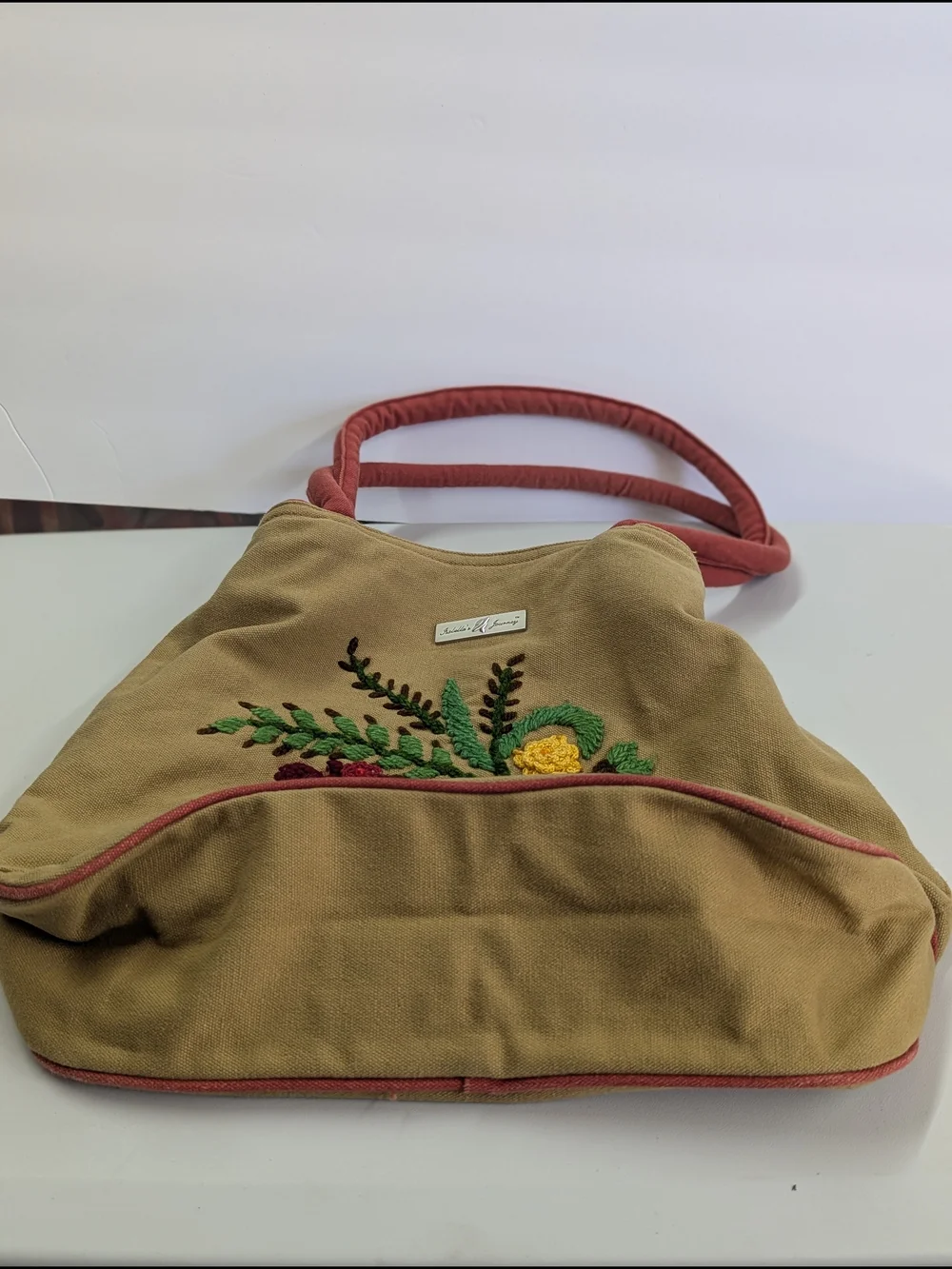Isabella’s Journey Embroidered Floral Canvas Tote Bag Boho Cottagecore Shoulder